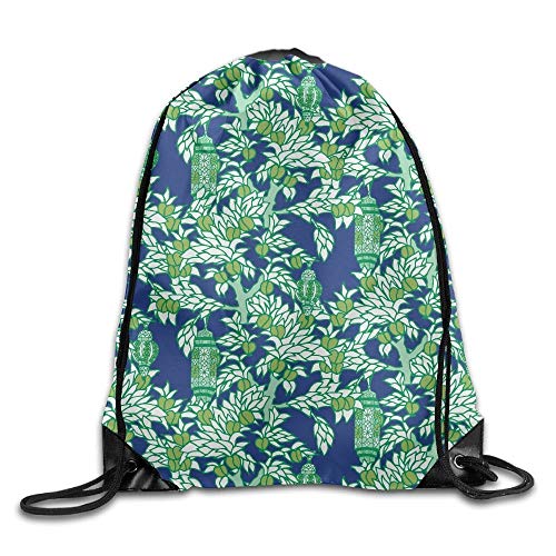 FAFANIQ Moroccan Lantern Green Drawstring Bag For Traveling Or Shopping Casual Daypacks School Bags