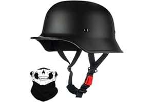 ACLFFSHOP Deutsche Motorrad Halbhelme mit ECE, Jethelm Retro, Chopper Helm, Scooter-Helm, Fahrradhelm, mit Herausnehmbares Innenfutter und Schnellverschlussschnallen M~XXL 57~64CM