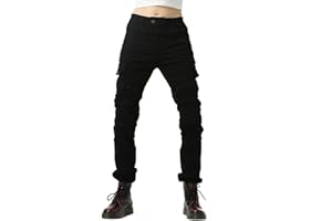 YFFS Pantalones vaqueros de moto de corte ajustado para mujer, con protectores de rodilla y cadera, elásticos, ajustados, pantalones de motorista