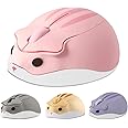 Wireless Mouse Cute Hamster Shape Optical Mouse Pink Mouse,1200 DPI Noise Reduction Ultra Portable Travel Mouse,2.4 GHz with USB Unifying Receiver for PC Mac Laptop Computer Kids Girl School Gift