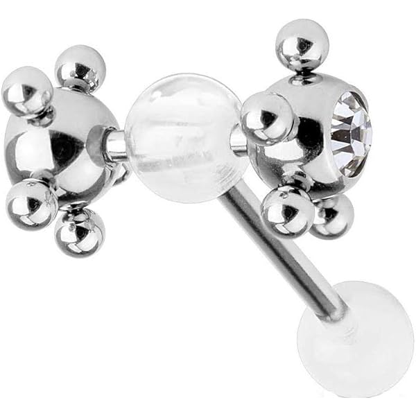 Piercing Arcade Acier Noir Avec Strass Blanc - Pour Sourcil Homme/femme, Taille 1.2x8mm, Boule 3mm - Bijou Corps Stylé Et Discret