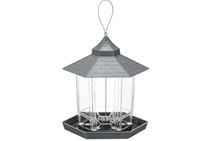 ULALAZA Mangiatoia per uccelli selvatici da appendere per giardino Decorazione esterna Tetto da appendere Mangiatoie per uccelli panoramiche Fuori casetta per uccelli selvatici, ecc