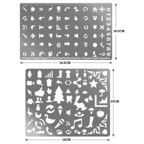 eBoot 4 Stück Edelstahl Zeichnung Malerei Schablonen Skala Vorlage Sets Grafiken Schablonen für Scrapbooking, Karten und Craft Projekte - 3