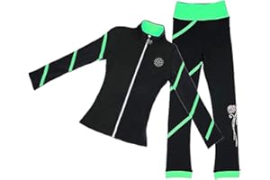 LIUHUO Figure Skating Jacket Pants Girls Women Spiral Fleece Black Leggings
