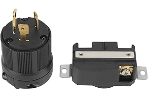 VIAGASAFAMIDO Juego de Receptáculo de Enchufe Eléctrico Twist Lock Nema L6-30P A L6-30R, Conector Macho Y Hembra de 3 Pines, 30A 250V, Grado Industrial Para Uso En Instalaciones Eléctricas Seguras Y Duraderas