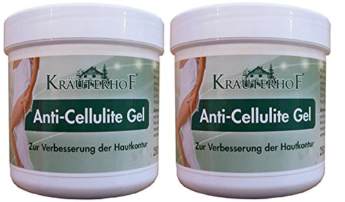 Kräuterhof Anti-Cellulite Gel 250 ml (2 x 250 ml = 500 ml) & LUQX Massage-Handschuh zum Einmassieren des Anti-Cellulite Gels ( limitierte Auflage ) - 2