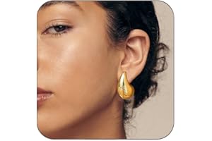 SIXDUTON Boucles d'oreilles Créoles épaisses, Hypoallergénique Poids Léger Goutte d'eau Larme Des Boucles d'oreilles Créoles épaisses Bijoux Cadeau pour Femme