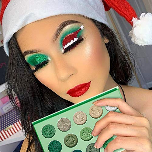 DE'LANCI palette de maquillage vert 15 couleurs chatoyant et palette de fards à paupières mat, facile à colorier Durable, imperméable, hautement pigmenté