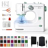 Electric Sewing Machine with 12 Stitches, Pedal and Accessory Set | Remarker Function, Power/Battery Operation, LED Sewing Li