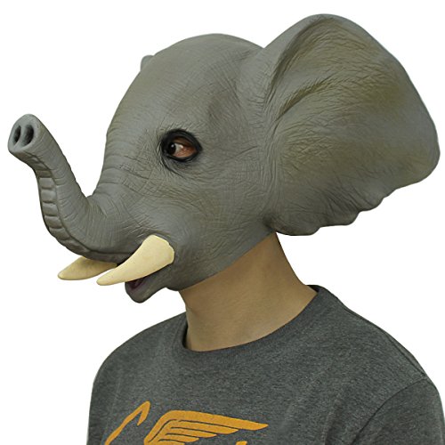 Latex Maske Elefant,Cusfull Deluxe Latex Gummi Vollmaske für Halloween Party Karneval Kostüm-Dekorationen