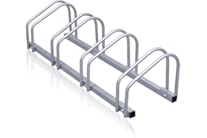 Gimisgu Soporte de pared para 4 bicicletas de 35 a 55 mm de ancho de neumático, para montaje en pared, para bicicleta de montaña, HBT 26 x 101 x 32 cm, color plateado