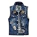 Produktbild Sannysis Herren Jeansjacke Weste Ärmellos Destroyed mit Patch Slim Fit Jeans Jacke Vintage Demin Hoodie Streetwear Outwear Männer Oberteile Tanktop Rock Hip Hop
