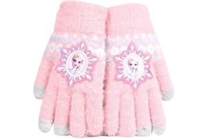 FASHION YO Full Finger Gloves Elsa Winter Knit Warm Mittens Soft Lined Fleece Thermal Outdoor Stretchy Gloves for Kids boys girls