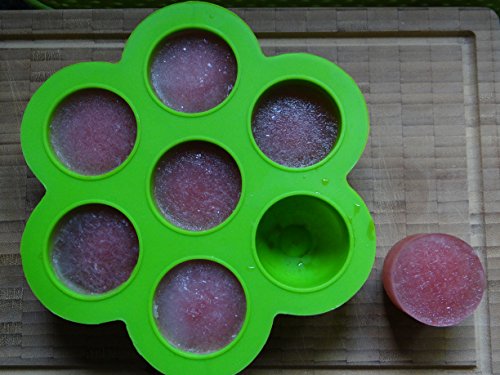 Schadstofffreier Gefrierbehälter aus Silikon mit Deckel zum Einfrieren und Aufbewahren von Babynahrung/Babykost | BPA-frei & FDA zugelassen | Plus kostenlose Rezepte | 7 x 60ml | 100%-Geld-Zurück-Garantie | Grün | nanafera - 7