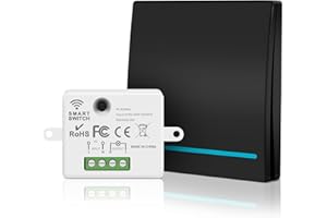 Aroidful Kit de interruptor de luz inalámbrico, controlador RF 433MHZ con mando a distancia, interruptor de luz remoto de 240 voltios, sin cableado, negro