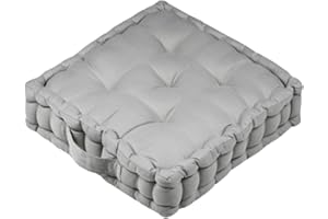 Stof Bodenkissen – Größe 45 x 45 x 10 cm – 100% Baumwolle – Farbe Salbei – Modell Oxford – Baumwollsatin – außergewöhnliche Qualität – Fester und bequemer Sitz – weich und elegant