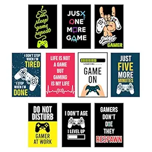 AWWSOME DUMB Digital Printed Inspirational, Motivational, Gaming Quotes, Posters Wall Decoration Stickers With Adhesive Strips On Top & Bottom for Boys Girls (Unframed) Set/Pack of 10 A3 Size (12 X 18 Inch)