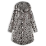 iHENGH Vorweihnachtliche Karnevalsaktion Damen Herbst Winter Bequem Mantel Lässig Mode Jacke Frauen Knopf Leopard Mantel Flauschige Schwanz Tops mit Kapuze Pullover Lose Pullover
