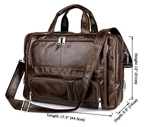 YAAGLE Europ  isch echtes Leder Business Taschen Herren gro   17 zoll Laptoptasche Schultertasche Reisetasche-coffee