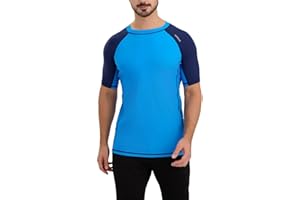 SURFEASY Men's Short Sleeve Rash Vest Swim Shirt, UPF 50+ Sun Protection Quick Dry Rashguard