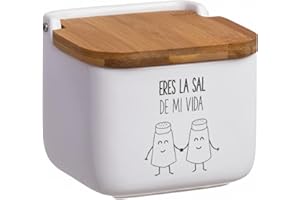 D,casa - Salero de Cocina de Cerámica con Tapa de Madera Diseños Originales ECHALE Sal A TU Dia… - Eres La Sal de Mi Vida
