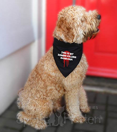 Spoilt-Rotten-Pets-Designer-Dog-Bandana-Size-Walking-Dead-Zombie-Dog--THIS-IS-MY-ZOMBIE-KILLING-BANDANA-Four-Adjustable-Sizes-Available-From-A-Tiny-Chihuahua-to-An-Extra-Large-St-Bernard