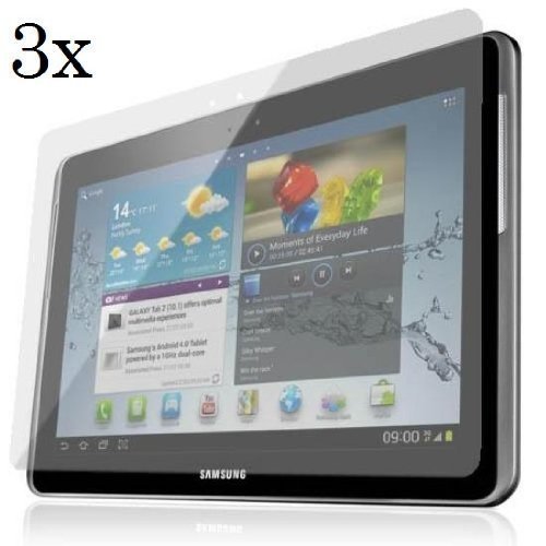 Saxonia 3x Displayschutzfolie für Samsung Galaxy Tab 2 10.1 Folie Kristallklar in bester Qualität inkl. Mikrofasertuch