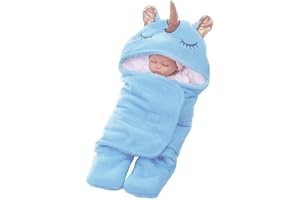 Wetry Saco de Dormir Bebe Unicornio Manta Envolvente Recien Nacido Invierno Térmico Swaddle Wrap Regalo Niño, 0-3 Meses Azul