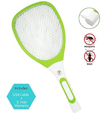 AckMond Samoa Mosquito Swatter Zapper USB Light Raquette anti moustiques électrique Moustiques avec nouvelle poignée(vert)