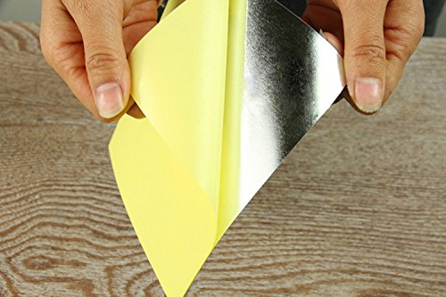 16pcs Deko-Klebefliesen verspiegelt selbstklebende Fliesen, Spiegelfolie selbstklebend Zuhause dekorative Wand setzt reflektierende Aufkleber Fliesen PET Square Dekor Folie 5,9 x 5,9 Zoll für Badezimmer-Umkleidekabine - 4