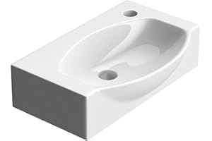 DB DUROVIN BATHROOMS Durovin Bathrooms Compact Ceramic Sink - Wall Hung or Countertop - D Shape Cloakroom Hand Washing Basin - One Right Corner Tap Hole