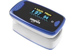 EUROPAPA® Pulse Oximeter Finger Pulse Oximeter Ideal for Quick Measurement of Oxygen Saturation (SpO2) Simple Pulse Monitor for Adults - OLED Display (Blue)