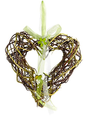Heitmann Deco 63759 Weiden-Herz mit Zierband,, Weide, Natur/gruen, 26.5 x 26 x 8 cm
