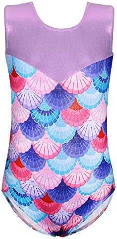 ZNYUN One-piece Emoji Printed Sparkle Dancing Gymnastics Athletic Leotard for Little Girl Shell 6A