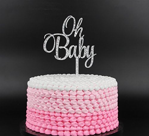 Oh Baby cake topper,Baby Shower,Wedding,Anniversary,Baby Party Decorations-Silver Glitter