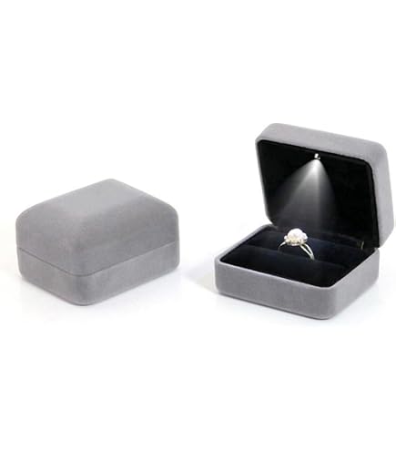 Scatola Portaanelli Bianca Con Luce LED E Velluto – DELALO Per Fidanzamento E Matrimonio - 2