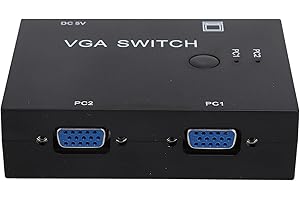 Annadue Conmutador VGA de 2 Puertos Manual, Salida 2 en 1 Con Cables USB, 2 PC a 1 Monitor, Pantalla de Visualización 2 Hosts en 1