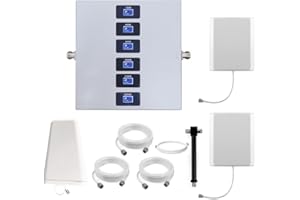 KKBSTR Amplificador 5G Amplificador Señal Movil 6 Bandas, Mejorar su Señal 2G/3G/4G/5G, Dos Antenas Interiores