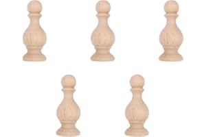 Gadpiparty 5Pcs Wood Finials for Furniture Decorative Wooden Finial Crafts Solid Wood Carved Accents for Home Decor DIY Projects