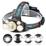 LED Stirnlampe,CAMTOA 5 LED Superheller Kopflampe 8000LM...