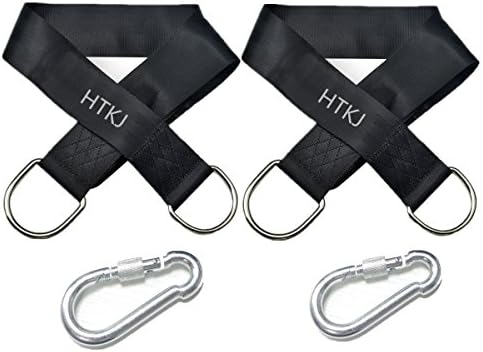 2 Pieces HTKJ Swing Accessories Hanging Strap Tree Band Fitting Kits + Carabiner for Swing Hammock Hanging Set 160cm x 5cm; Max 600Kg