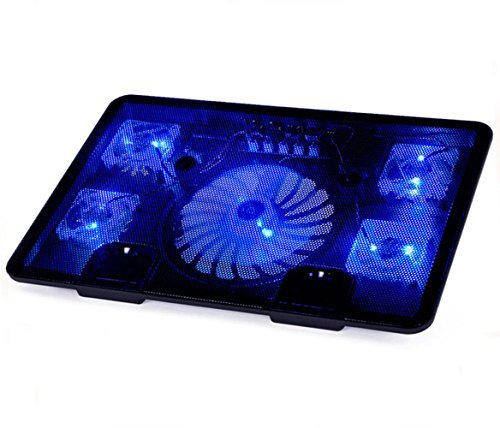 Laptop-Kühler, Tia-VeFire 14-17 Zoll Laptop Kühler Notebook Cooler St?nder Kühlpad Kühlmatte Mit5 Quiet Fans blaue LED-Lichter und 2 USB 2.0-Anschlüsse