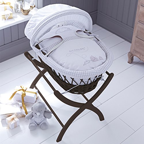 Izziwotnot Humphrey's Corner Sketchbook Baby Boy Wicker Moses Basket, Dark