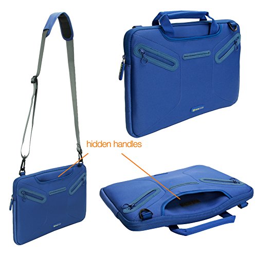 Notebooktasche 13.3“, Evecase 13.3 Zoll Universal Laptop Schutzhülle Aktentasche mit Neopren Außenmaterial, Verdeckbare Griffe, Zubehörfächer für Notebook MacBook Ultrabook Tablet Lenovo Asus Acer – Blau - 5