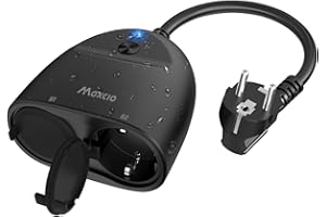 MAXCIO Maxico Presa WiFi Esterna Multipresa, Intelligente Outdoor Spina Plug 2 Prese Uscita con Alexa/Google Home, Presa Smart con App Controllo Remoto/Controllo Vocale, Funzione Timer, Non è Necessario Hub