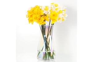 HYCKee Flower Glass Vase for Decor Home Handmade Modern Large Flower Vases for Centerpieces Living Room Kitchen Office Wedding (Iridescent)