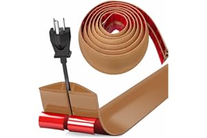 BOCGUY Protezioni per Cavi a Pavimento, 5M x3cm Autoadesivo Copricavi per Pavimento Passacavo a Pavimento Perfetti per Tutti i Cavi di Alimentazione a Casa, Ufficio, Scuola, Magazzino (Marrone -Arrotondato)