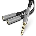 FUNDIAN 3.5mm True Stereo L R Splitter, 3.5mm Male to Female Aux Audio Adapter, HiFi Sound Headphone Jack, Metal Shell, Y L/R Splitter for Phone, Speaker, MP3, Tablet, TV