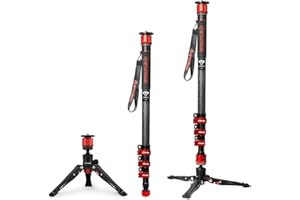 IFOOTAGE Cobra 3 Monopod C180F,Carbon Fiber Monopod with Feet for Camera,DSLR,Minipod Base Tripod,Payload up to 17.6lbs/8KG,Max. Height 71inch/180cm