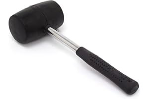 NAVOYS 16oz Rubber Mallet with Steel Shaft - Heavy Duty Hand Tool, Small Hammer, Comfortable Grip to Reduce Hand Fatigue, Camping Mallet, Great for DIY, Metal Work, Woodworking and More